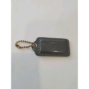 Coach Hang Tag Replacement Gray Leather Bag Charm Keychain Small 2" Fob Logo
